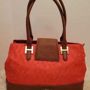 HEYS CLASSIC ORANGE & BROWN SIGNATURE HANDBAG